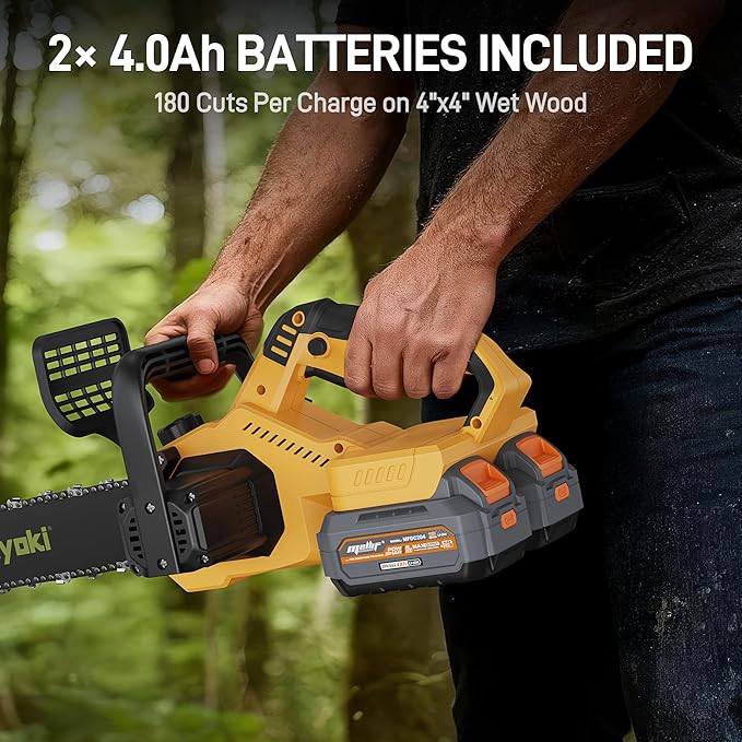Cordless 40V 14 Chainsaw Compatible with Dewalt 20V MAX Battery, Electric Handheld Power Chain Saw w/ 1700W Brushless Motor, 40 Ft/s, (2) 4.0Ah Battery, Auto Oiler for Tree Wood Cutting Trimming