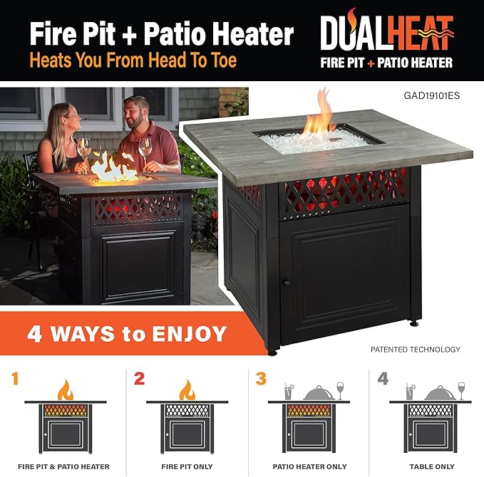 Endless Summer DualHeat Dakota 38 Fire Pit | Dual Heat 2-in-1 Propane Fire Pit & Outdoor Heater | 41,000 Total Combined BTU