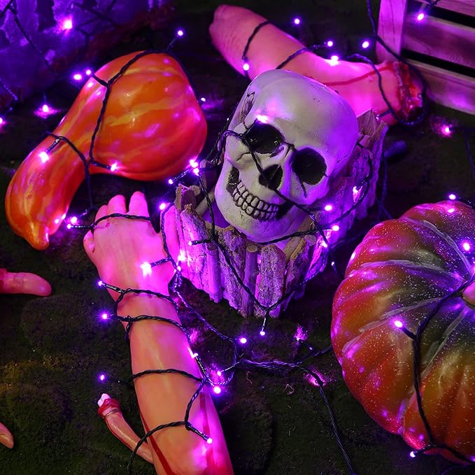Toodour Halloween Purple Lights, 131ft 350 LED Plug in String Lights with 8 Modes and Timer, Connectable, Waterproof Halloween Outdoor Lights for Home, Party, Garden,Holiday Decorations