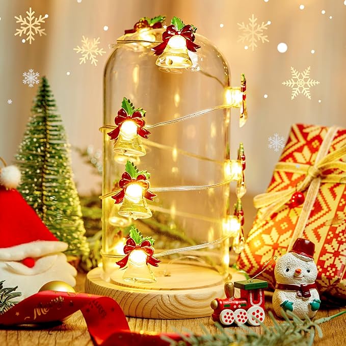 Brightown Fairy Lights Battery Operated with Bells, 10FT 30 LED String Lights with Timer, Warm White String Lights for Bedroom Christmas Indoor Party Wedding Decorations