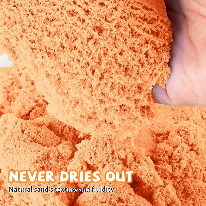 FlexiSand Value Pack 11lbs of Moldable Self-Sticking Sand, Never Dries Out-Fun for 3 Years and Up Kids Bulk Refill for Sensory Sand Box Toys, Ideal for Shaping, and Molding (Orange)