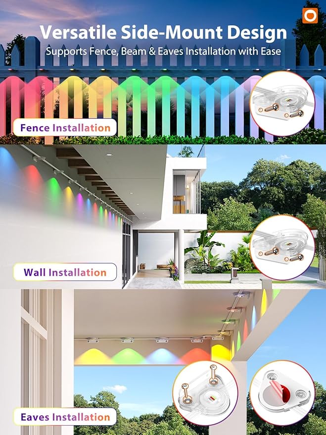 addlon Permanent Outdoor Lights, RGB+IC Color-Changing LED House Lighting with App & Remote, Christmas Light Effects, IP67 Weatherproof Outdoor Lights for Holidays & Christmas Decorations, 200FT