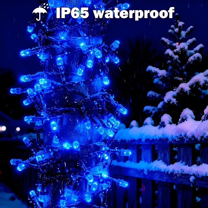 SOLARBABY Solar Christmas Lights Outdoor,142Ft 400 LED Blue Solar String Lights Outdoor with Remote,19 Modes Waterproof Christmas String Light for Garden Patio Xmas Tree Christmas Decoration