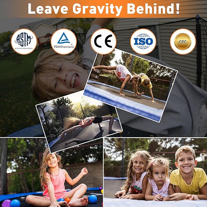 Tranpoline 1500LBS 8 10 12 14 15 16 FT Tranpoline for Kids and Adults Tranpoline with Enclosure Net, Wind Stakes, Basketball Hoop, Heavy Duty Recreational Tranpolines - ASTM Approved