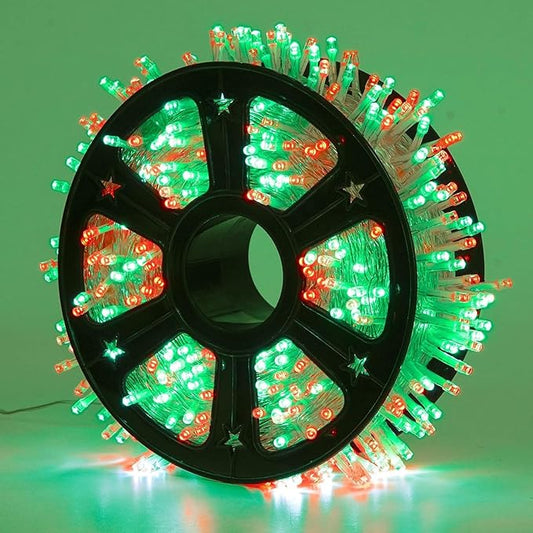 JMEXSUSS 600 LED Red and Green Halloween String Lights Outdoor, Red and Green Lights Clear Wire, Christmas Twinkle String Light Plug in for Outside Tree Christmas Halloween Decorations
