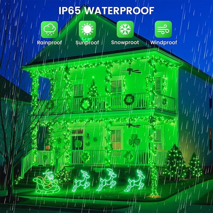 4 Pack 180FT Solar Christmas Lights Outdoor Waterproof, Super Bright 320 LED Solar String Lights with 8 Lighting Modes, Green Wire Solar Twinkle Fairy Lights for Outside Tree Xmas Party Garden(Green)