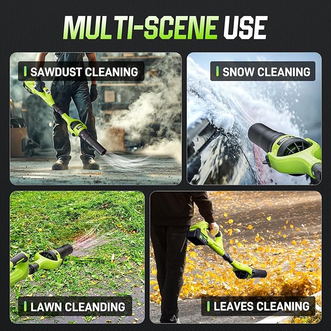 Leaf Blower Cordless,40V Leaf Blowers Brushless 300¡Æ Rotatable Blower Tube 580 CFM 180 MPH and 2 Speed Electric Powered Leaf Blower for Women,Elder,Lightweight for Garden Yard Patio