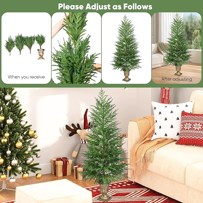 5FT Artificial Potted Norfolk Christmas Tree, 1-Pack Norfolk Pine Tree,Faux Christmas Tree Fake Potted Plants for Indoor Outdoor Home Front Porch Christmas Decor