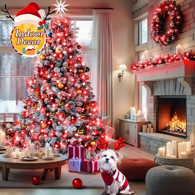 KNONEW 600ft 1500 LED String Lights Outdoor Christmas Lights 8 Modes & Timer Fairy Light Plug in Waterproof LED String Lights for Xmas Yard Tree Wedding Party Holiday Decorations (Red)