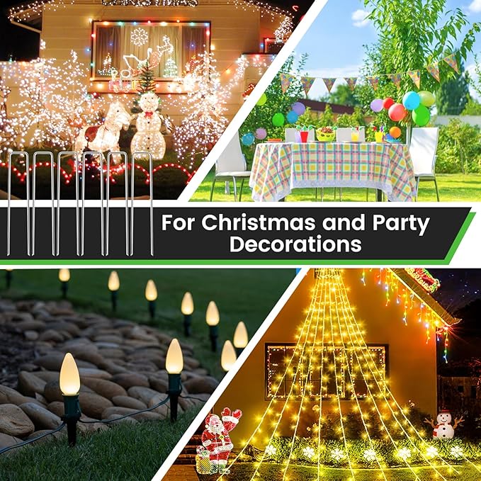 120 Pack 6 Inch Landscape Staples 11 Gauge Heavy Duty Galvanized Garden Stakes, U-Shaped Ground Pins for Weed Barrier Fabric, Drip Irrigation Tubing, Sod, Lawn & Christmas Outdoor Decorations