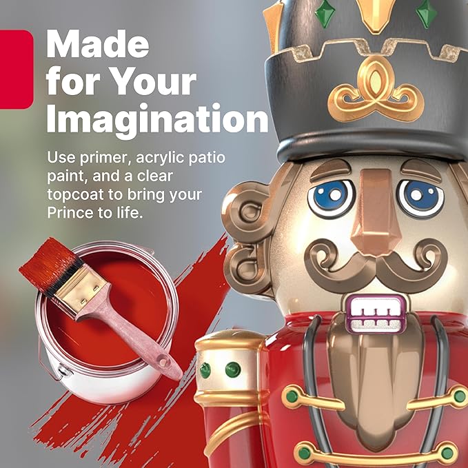 Step2 Nutcracker Prince Holiday DIY Décor, 6-Foot Tall (1.8m) Plastic Statue with Festive Centerpiece Appeal, Indoor/Outdoor, White