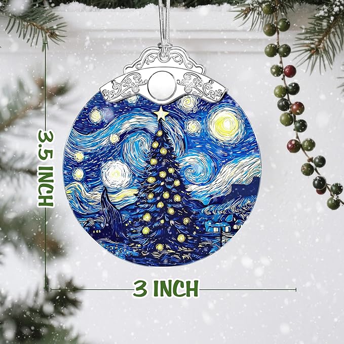 Christmas Ornament, Starry Night Christmas Tree Ornament, Starry Night Stained Glass Ornament, Van Goghs Keepsake, Holiday Decor, Xmas Stocking Stuffers, Gift Idea, Gifts for Friend and Family