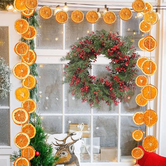 Christmas Decorations, 3 Pcs 10ft Dried Orange Slice Christmas Garland, Rustic Orange Garland for Mantle Front Door Fireplace Home Wall Doorway Window Christmas Tree Porch Farmhouse Indoor Decor