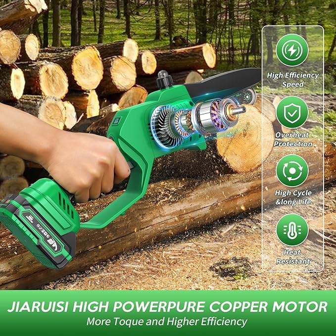 Mini Chainsaw 6 Inch Portable Electric Chainsaw Cordless with 2 Batteries and a Carrying Case, Handheld for Tree Branches, Courtyard, Household and Garden, Gifts for Men Dad Husband Women