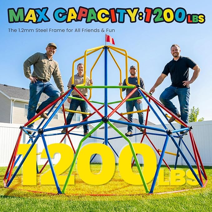 Zupapa 10FT Climbing Dome with Tower, Outdoor 10FT Geometric Dome Climber Tower for Kids 3-10 Supporting 1200 lbs, Easy Assembly Playground Jungle Gym Backyard Play Equipment