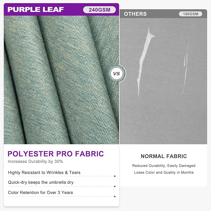 PURPLE LEAF 9' x 12' Cantilever Patio Umbrella Outdoor Umbrella with 280lbs Base Large Rectangular Windproof Offset Umbrella for Pool Deck Garden, Mint Green