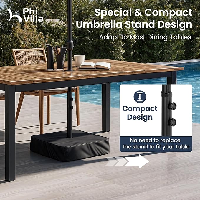 PHI VILLA 15ft Large Patio Umbrellas with Base Included, Outdoor Double-Sided Rectangle Market Umbrella with Stand, Outside Umbrellas for Poolside Lawn Backyard, Ivory