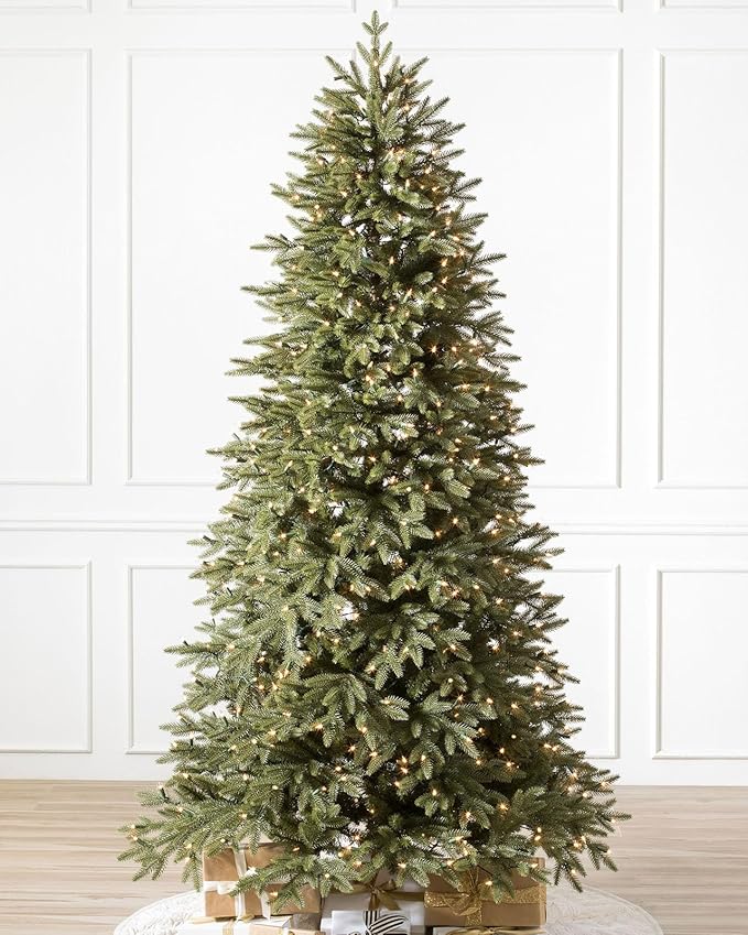 Balsam Hill Stratford Spruce - Slim Artificial Christmas Tree with True Needle Foliage & Premium Stand for Small Spaces, Clear LED, 6ft 6in