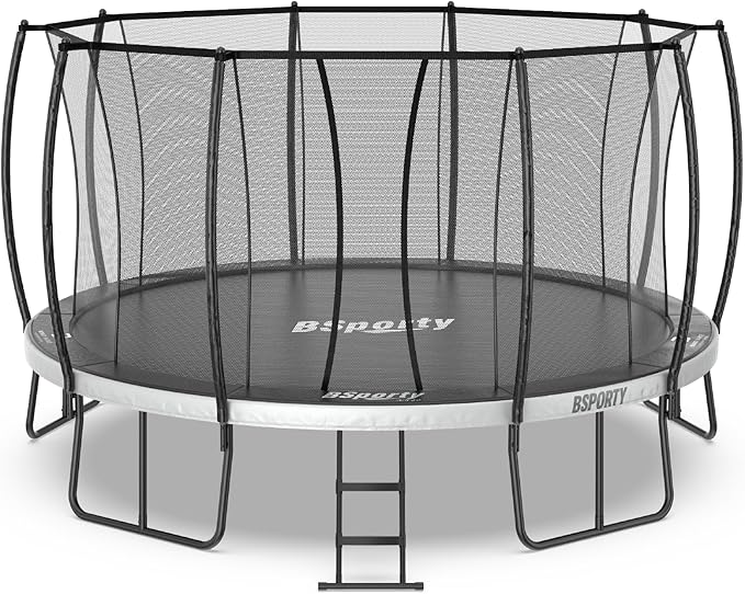 Trampoline Outdoor 10FT 14FT 16FT with Enclosure, 6 Reinforced U-Shaped Legs with Center Support, ASTM Approved, Recreational Trampoline for Kids and Adults