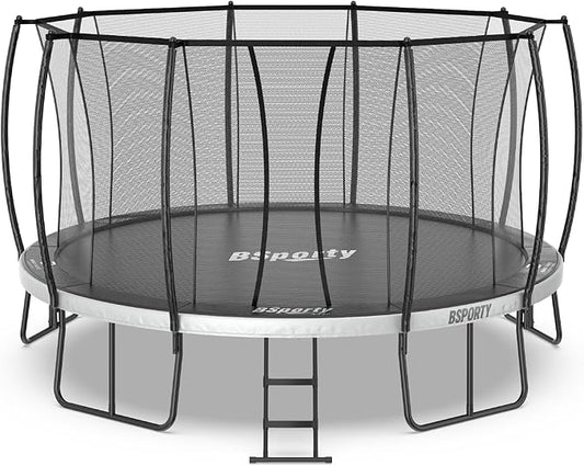 Trampoline Outdoor 10FT 14FT 16FT with Enclosure, 6 Reinforced U-Shaped Legs with Center Support, ASTM Approved, Recreational Trampoline for Kids and Adults
