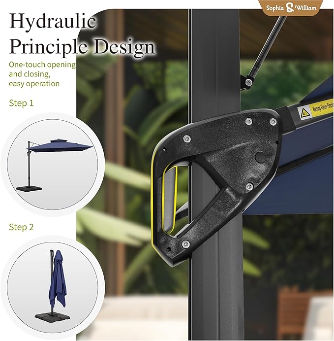 Sophia & William 12ft Cantilever Patio Umbrella with Base, Large Rectangular Umbrellas with 360-degree Rotation, Aluminum Pole for Garden Pool Backyard, Navy Blue