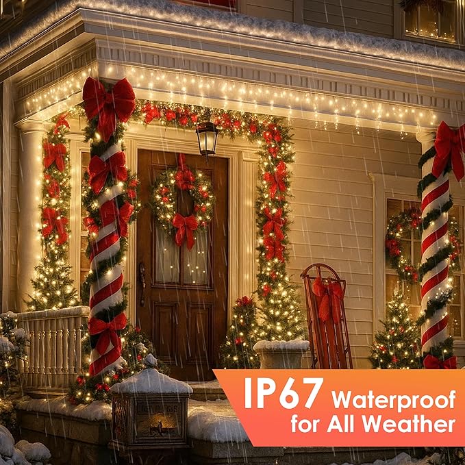 Christmas Lights 1200 LED 394 FT, IP67 Waterproof Christmas Tree Lights with 8 Modes, Outdoor String Lights with Timers & Memory Function, Xmas Light for Holiday Decor (Warm White)