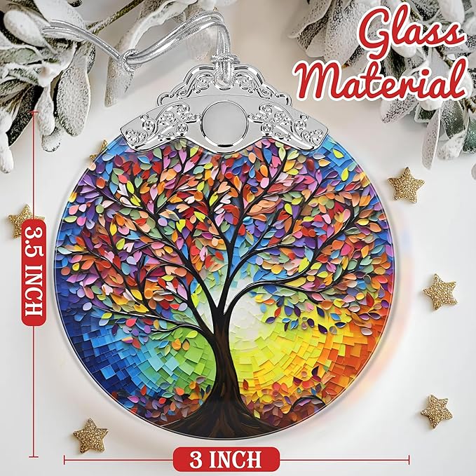 2025 Tree of Life Stained Glass Christmas Ornaments - Holiday & Christmas Tree Decor for Women