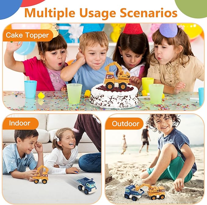 Construction Toys for 2 3 4 5 Years Old Boys Girls Kids Toddlers, Sandbox Excavator Toy Construction Truck Toys Vehicles Dump Crane Cement Mixer Truck, Christmas Birthday Gifts