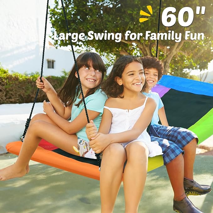 Trekassy Swing Sets for Backyard, 440lbs Heavy Duty A-Frame Metal Stand with 60 Large Platform Swing for Outdoor Playground Park