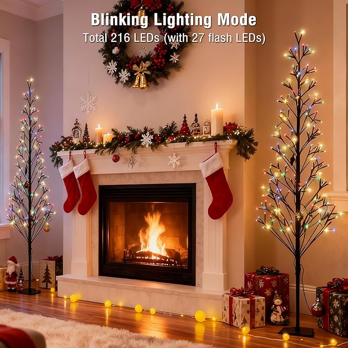 Lomotech Chritsmas Tree Lights - 216 LEDs 5Ft Artificial Christmas Tree with Timer, Includes 27 LEDs Twinkle Lights for Holiday, Wedding, Party, Christmas Decorations (Multicolor)