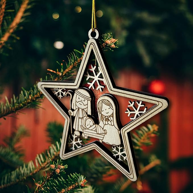 Nativity Scene 2025 Christmas Tree Ornament – Christian Wooden Christmas Décor, Religious Keepsake Ornament, Christian, Unique Nativity Tree Hanging