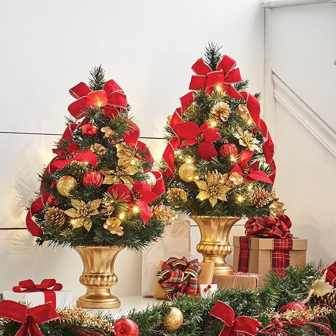 BrylaneHome 24" H Tabletop Christmas Tree - Red
