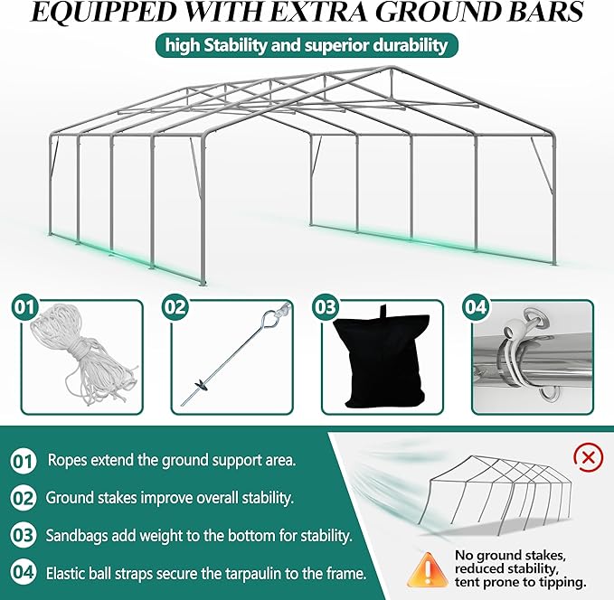 GARTOO 20' x 30' Canopy Party Tent & Carport - Heavy Duty Outdoor Wedding Gazebo with 4 Sand Bags, Event Shelter Canopy for Outdoor Event, Wedding, Birthday Party