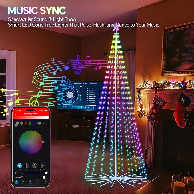 12 FT Outdoor Christmas Tree,Smart APP Remote Control RGB Color Changing DIY Timer 832 LED Christmas Tree for Indoor Outdoor Decorations