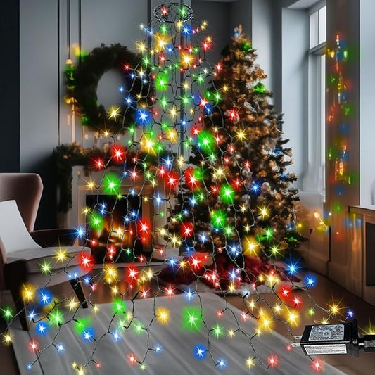 Easy Christmas Tree Lights Indoor Outdoor, 420 LED Christmas String Lights 6.6FT x 12 Lines with 8 Modes & Timer, Waterproof Twinkle Lights Plug in for 6FT Xmas Tree Christmas Decoration (Multicolor)