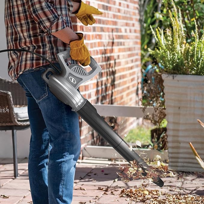 Sun Joe Corded Electric Leaf Blower Machine, 155 MPH, 260 CFM, 6-Amp Motor, Gray - Portable and Lightweight Gardening Equipment for Yard Care and Lawn Maintenance, SBJ597E-GRY
