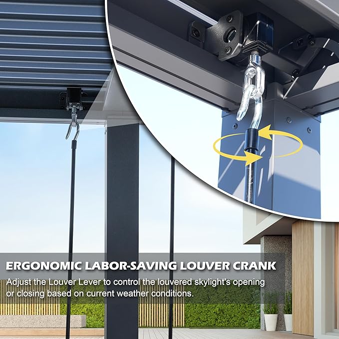 Sunnyglade Patio Pergola Canopy Modern Aluminum Pergola with Adjustable Louvered Gazebo for BBQ, Backyard,Party, Lawn,Garden (Dark Gray, 10X20FT)