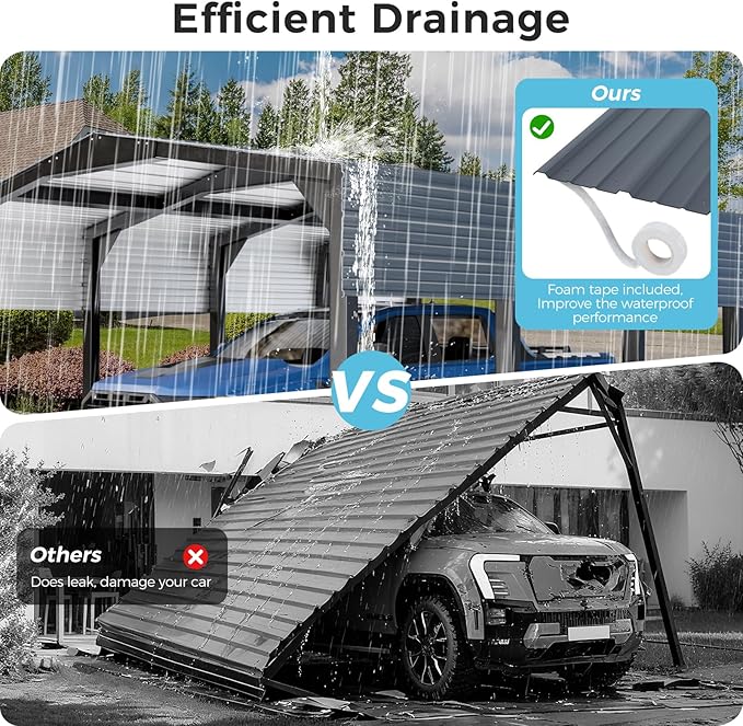 12×20 FT Heavy Duty Carport, Metal Carports with Galvanized Steel Frame and Leak-Proof Roof All Metal Carport Garage, Strong Snow Bearing Car Shelter for Cars,Trucks, Boats, Tractors