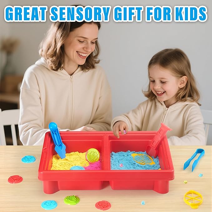 Sensory Table with Sands, Sand & Water Play Table for Kids£¬Indoor and Outdoor Activity Table, Sensory Bin Toys for Toddlers 3 4 5 6 7£¬17x11.5x10.2 Inches
