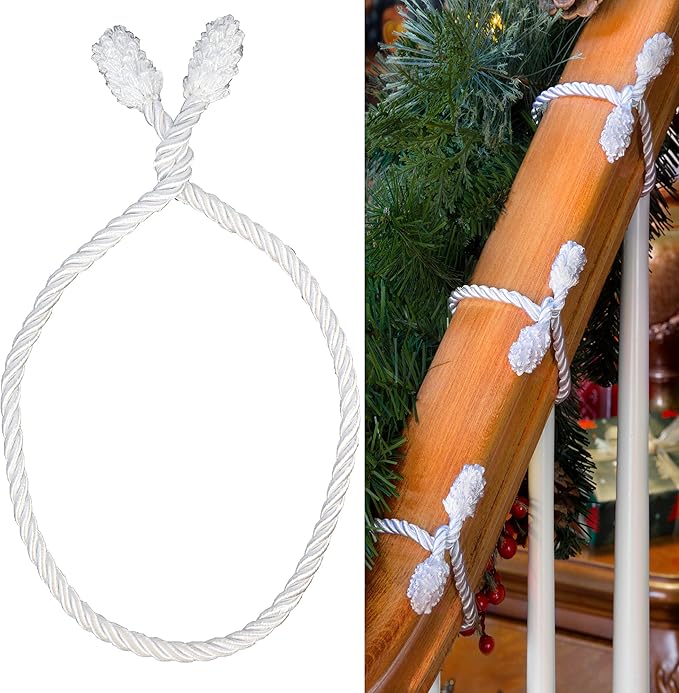 Haute Decor Decorative Twist Ties, 6 Pack, 20 inches (White) - Hang Garland, Lights, Decorations