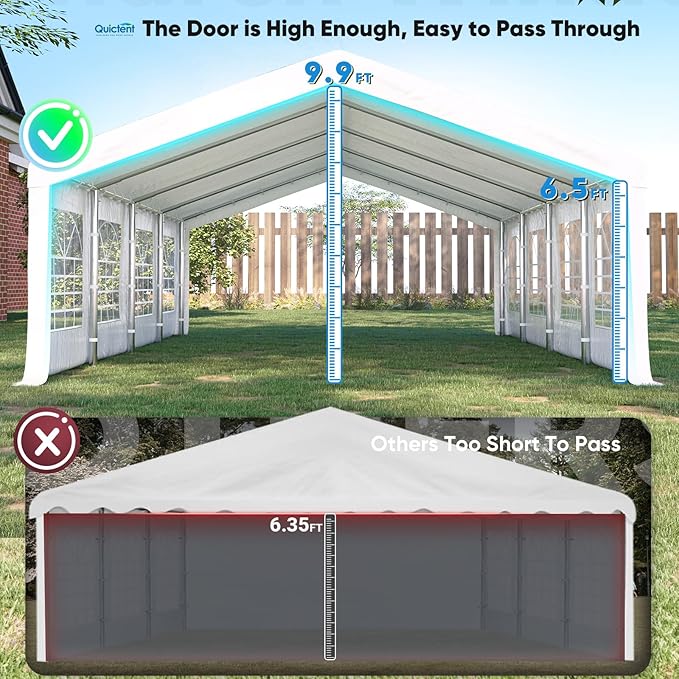Quictent 13x26 Party Tent Heavy Duty Outdoor Canopy Tent Carport Wedding Event Shelter BBQ Wedding Tents for Parties with Storage Bags(Church)