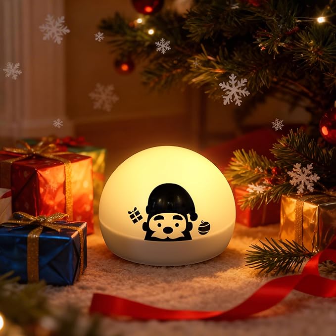 ZEEHOO Santa Night Light, Christmas LED Atmosphere Lamp with Santa Silicone Cover, Portable Wireless Egg Lamp for Xmas Decoration, Dimmable Bedside Night Light, Kids Gift, Christmas Lights for Room