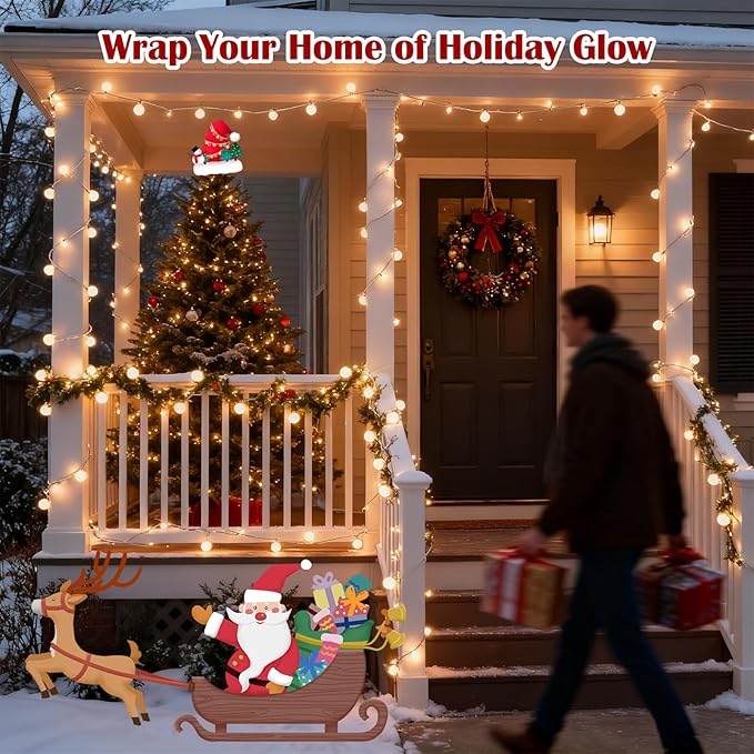 33FT 100LED Christmas Globe Lights Plug in 8 Modes with Remote,Indoor Outdoor Christmas Fairy Lights for Bedroom Party Wedding Garden Christmas Tree Decor(Warm White)
