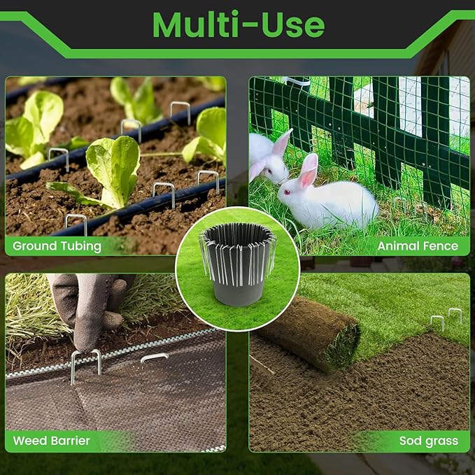 120 Pack 6 Inch Landscape Staples 11 Gauge Heavy Duty Galvanized Garden Stakes, U-Shaped Ground Pins for Weed Barrier Fabric, Drip Irrigation Tubing, Sod, Lawn & Christmas Outdoor Decorations