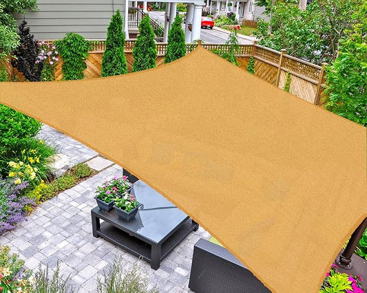 AsterOutdoor Sun Shade Sail Rectangle 12' x 16' UV Block Canopy for Patio Backyard Lawn Garden Outdoor Activities, Sand