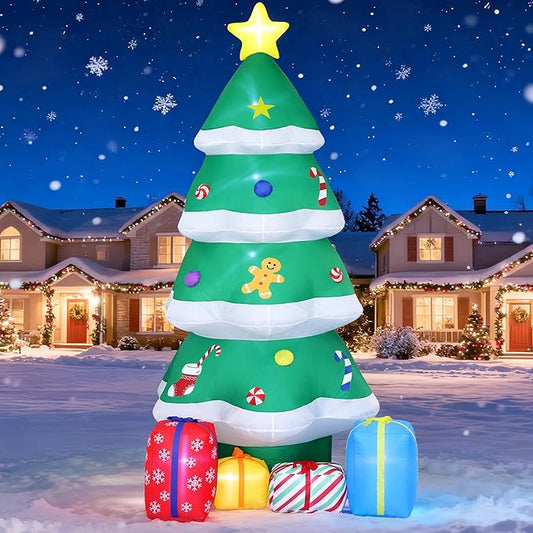 10 FT Giant Inflatable Christmas Tree with 4 Gift Boxes Featuring Built-in LEDs for Blow Up Christmas Decoration, Perfect Outdoor Christmas Inflatables for Yard, Garden, and Lawn Décor