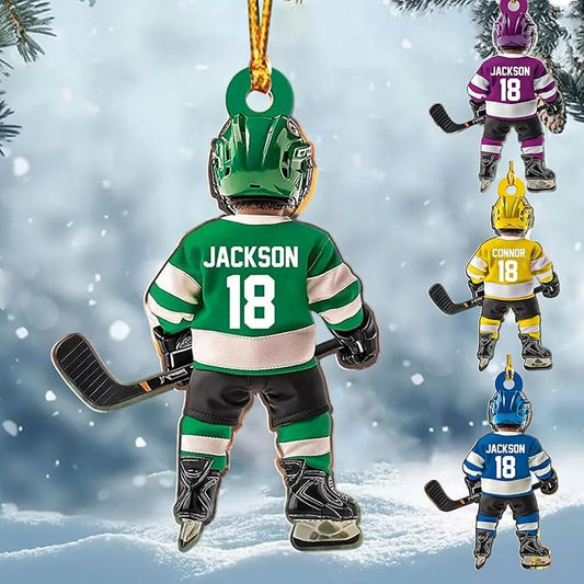Custom Hockey Player Christmas Ornament 2025, Personalized Ice Hockey Players Ornaments, Custom Name and Number, Sport Lovers Gifts, Christmas Tree Decoration 2