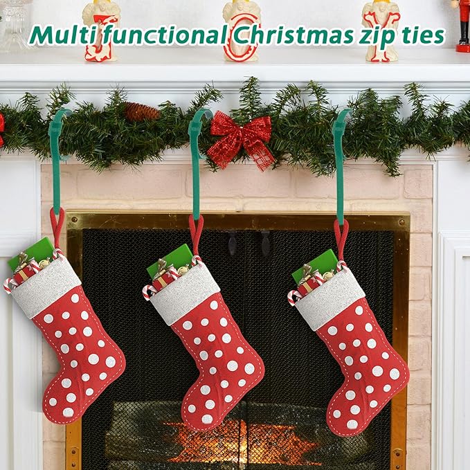 120 Pcs Christmas Garland Ties Reusable Green Nylon Garden Plant Cable Straps Adjustable Banister Ties for Christmas Tree Wreath Garland Wrapping Door Stairway Railings Decoration(120, 12 Inch)
