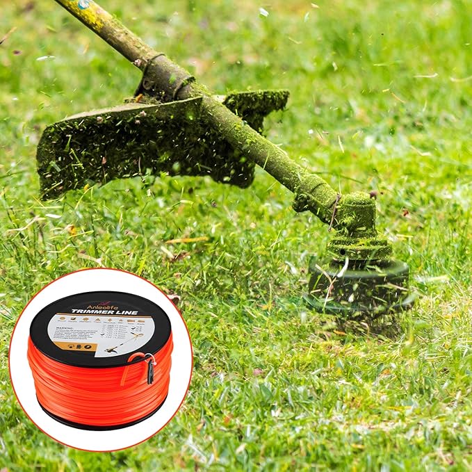 A ANLEOLIFE 3-Pound Commercial Square .155-Inch-by-280-ft String Trimmer Line in Spool,with Built-in Line Cutter, Orange