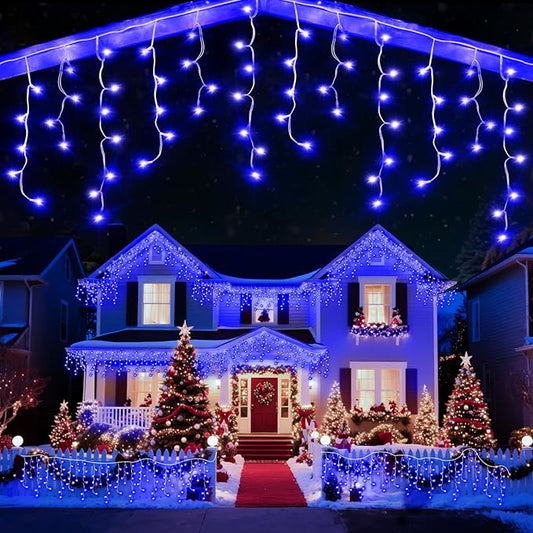 66 Ft String Lights for Outside, 640 LED Christmas Lights Outdoor Plug in, Christmas String Lights with 8 Modes & Timer for Holiday, Party, Wedding, House, Patio, Outdoor Decor(Blue)